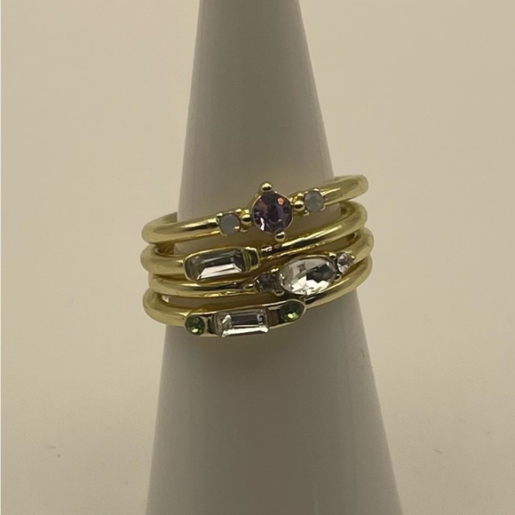 4 piece classic stackable 14k gold plated rings - Picture 4 of 7